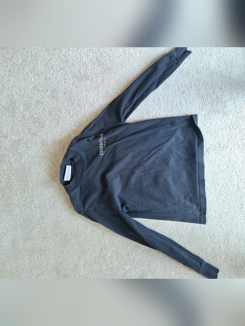 Essentials Charcoal Crewneck Long Sleeve Tshirt with Chest Logo